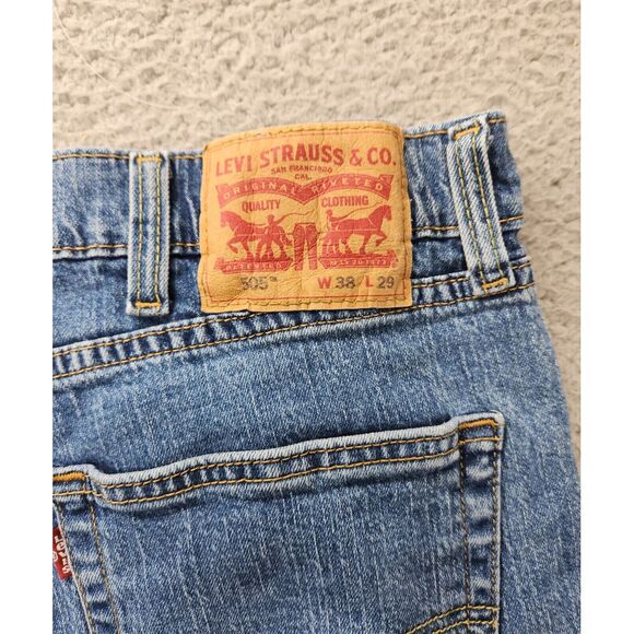 Levi's Jeans Mens 38x29 Blue Denim 505 Regular Fit Outdoors Denim Casual Pockets - Picture 4 of 8